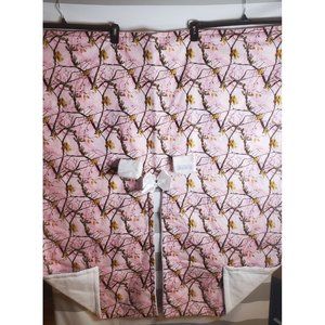 Baby Car Seat Cover Blanket Pink Camo White Fleece Backing White Bow